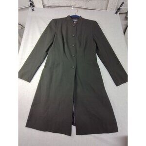 Worthington Works Women's Black Funnel Neck Button Long Sleeve Blazer Coat USED